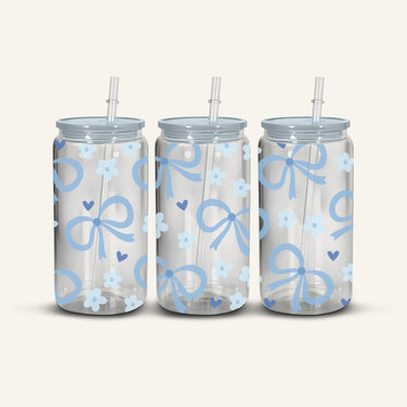 Blue Bows Snowglobe Cup